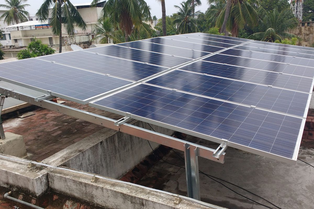 3 kWp rooftop solar array on the RCC roof of a home in R.V. Puram, Kanyakumari
