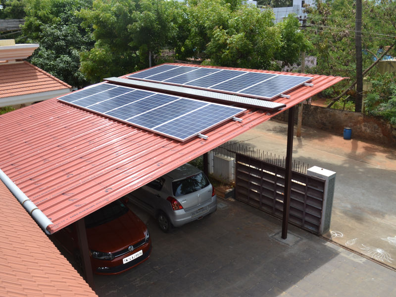 Rooftop solar array at Anjan Residence, Nagercoil